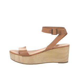 Nisolo Tan Leather and Wood Platform Sandals